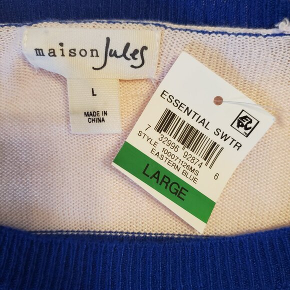 Maison Jules Juniors Blue Blush Colorblock Stripe Sweater L - Picture 9 of 10